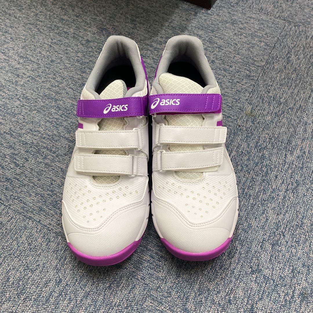 asics 安全靴 ホワイト/パープル ベルト式