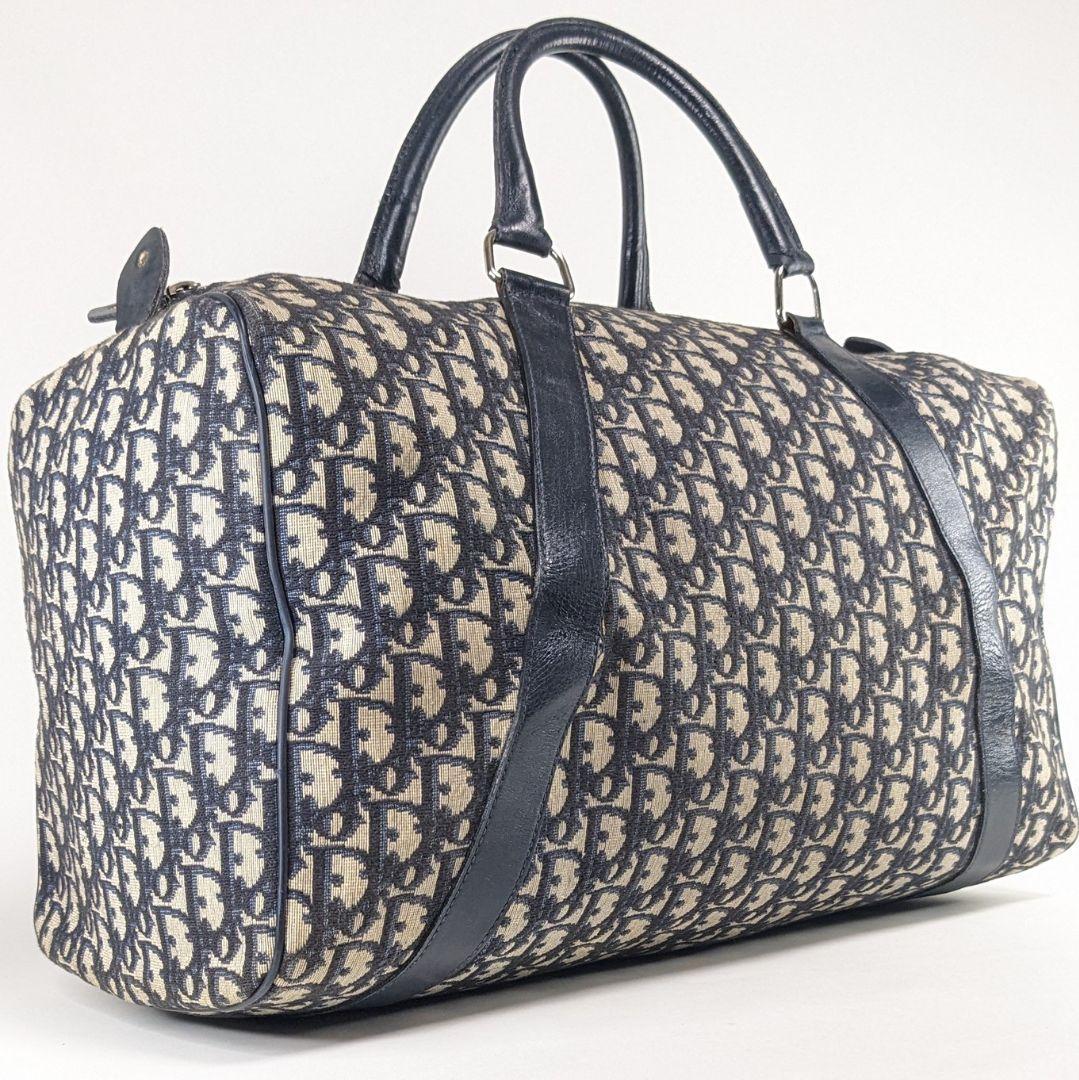 クリスチャンディオール　ボストンバッグ　トロッター　キャンバス　レザー　CDロゴ