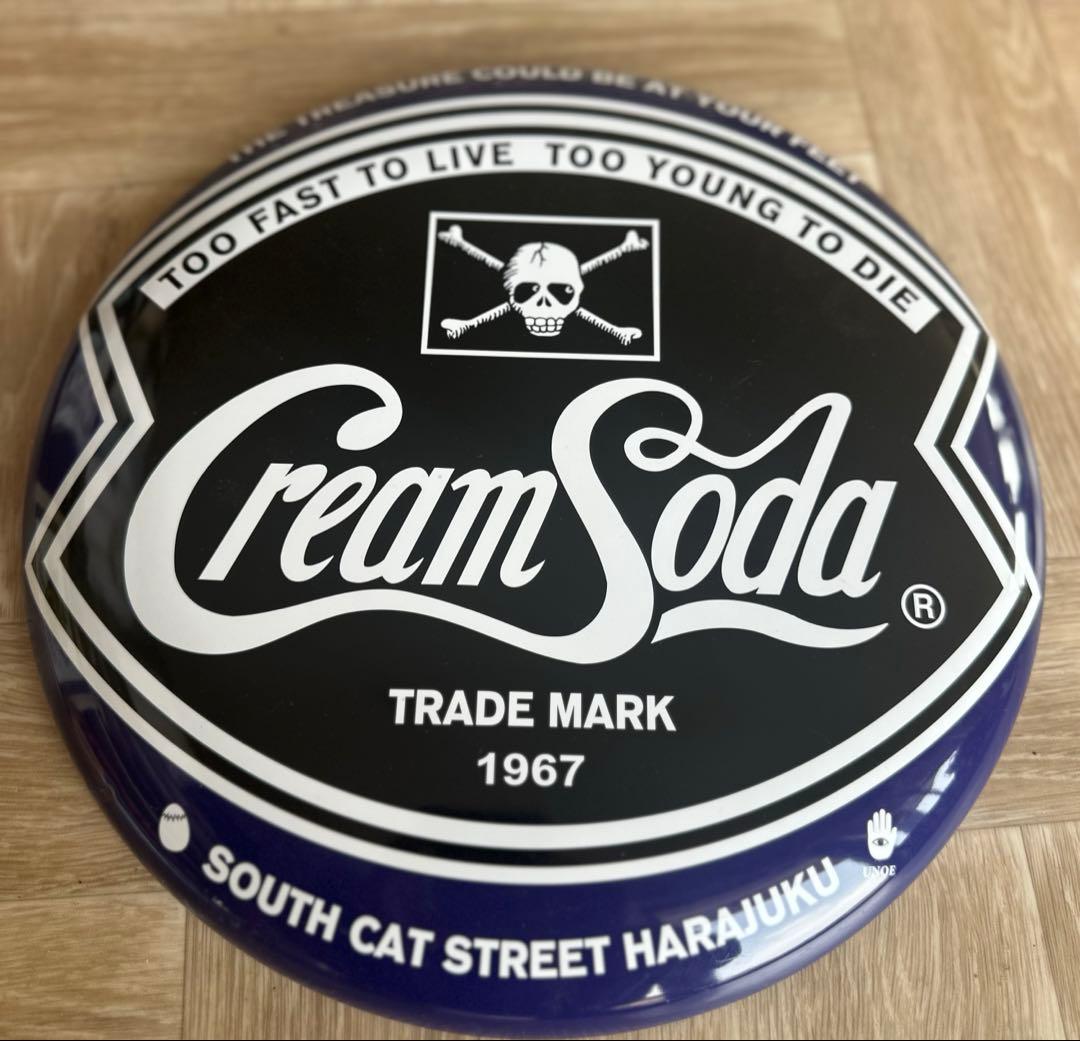 希少CREAM SODA クリームソーダ ブリキ看板 新ドクロ プレート