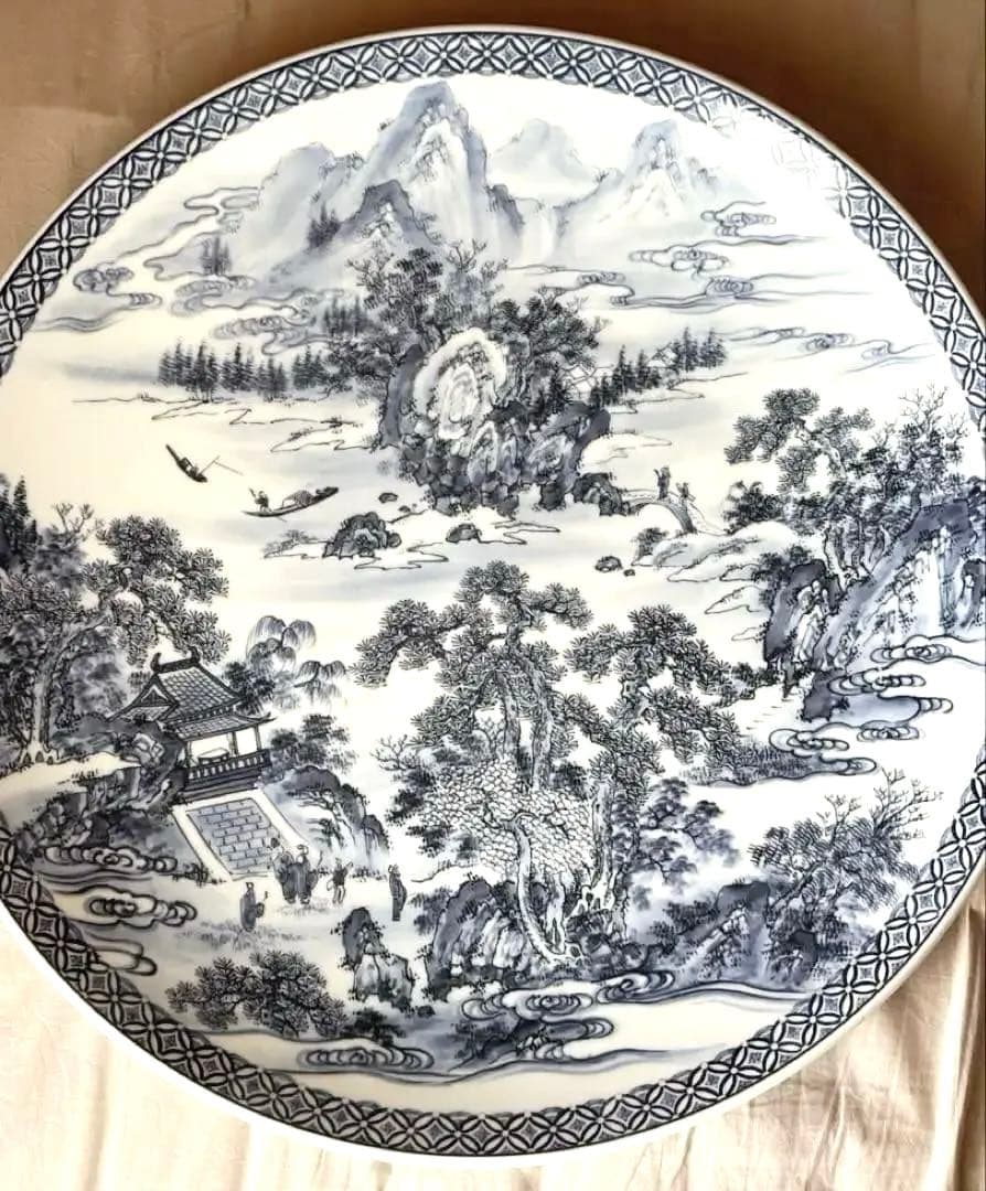 有田焼 山徳窯 山水 大皿 直径55cm 飾皿