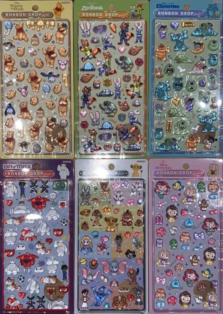 【正規品】ボンボンドロップシール ディズニー 6種セット