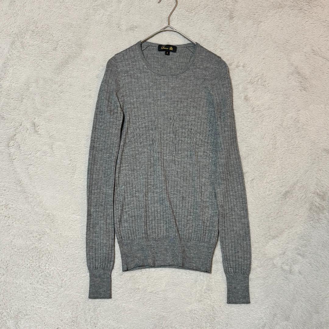 Drawer 18G カシミヤシルク リブ クルーネックニット グレー サイズ1