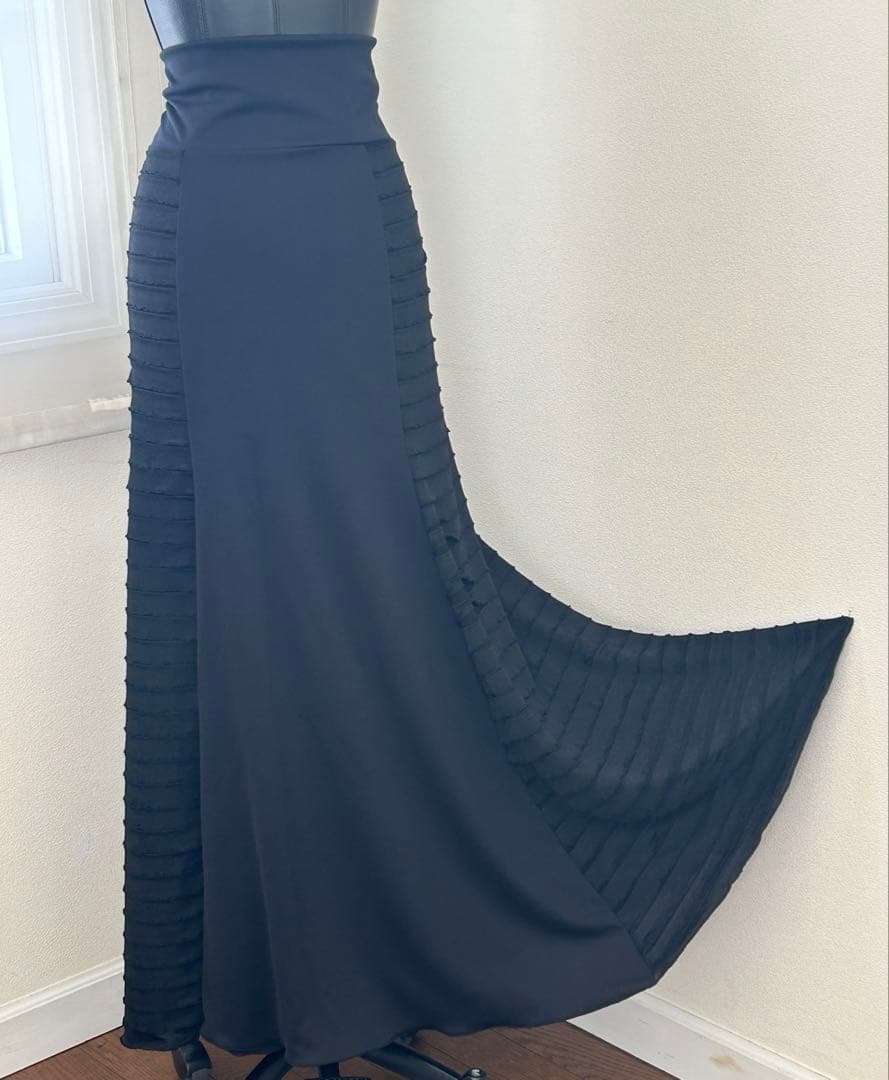 ファルダ　BKリボンフリル×無地　 ハイウエスト　フラメンコ　衣装　レッスン着 楽天市場】フラメンコ衣装 スカート ファルダ ロングスカート 超