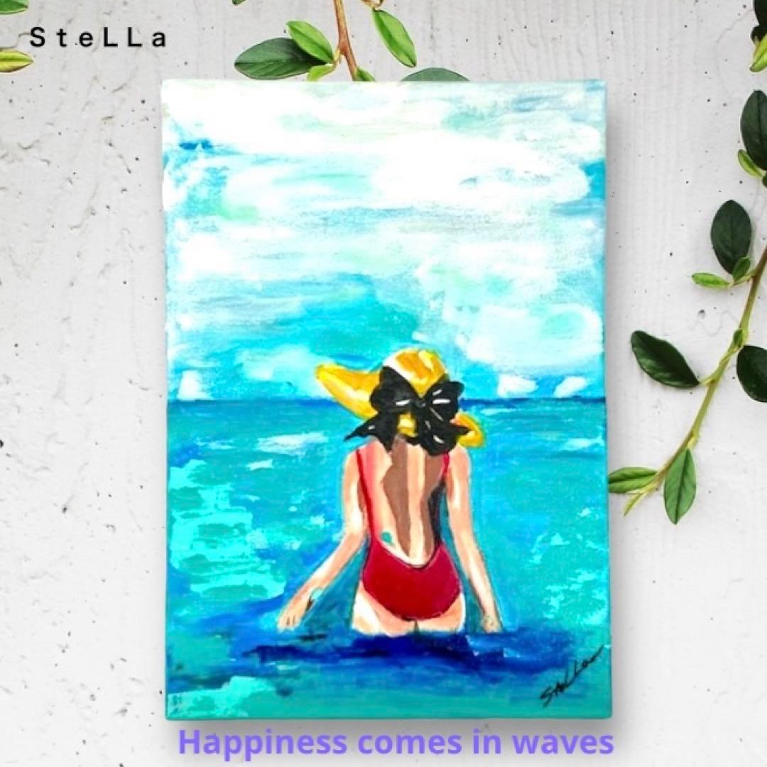 現代アート インテリア　抽象画　アート　北欧アート　人物画　海　空　波　ブルー