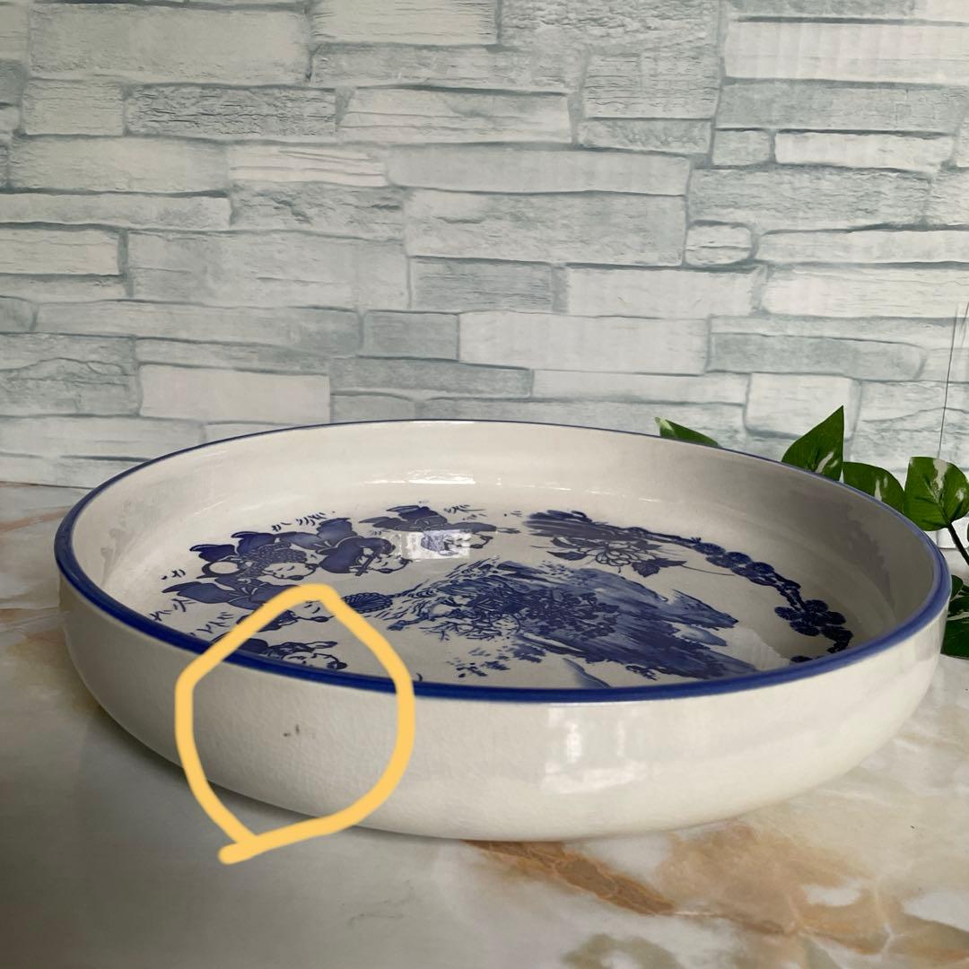 中国製？ 染付 青花 唐物 大皿 深皿 ヴィンテージ 深山幽谷 花柄 29