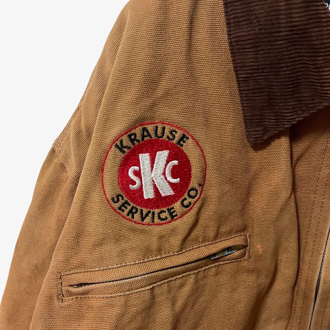 y104325 ダックジャケット ワークジャケット 刺繍ロゴ付き 裏