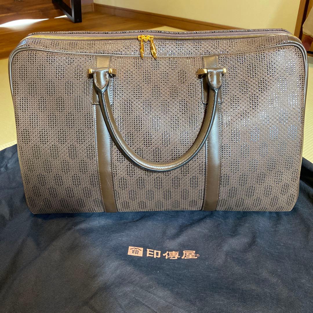 R*o様 印傳屋　ブラウン型押しボストンバッグ 楽天市場】印伝・ボストンバッグ・バッグ【印傳屋バッグ・旅行バッグ