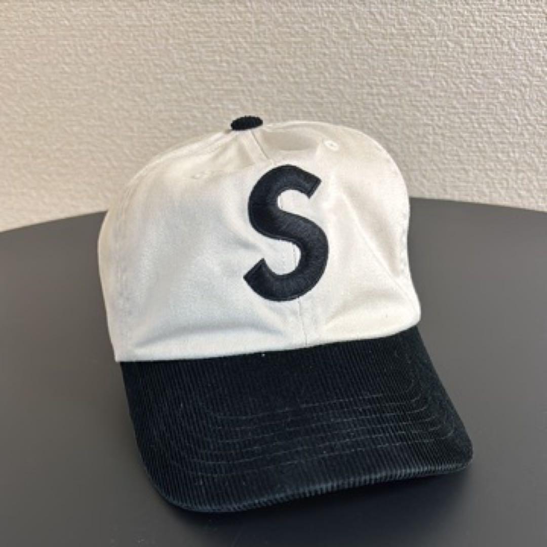 SUPREME Sロゴ キャップ ホワイト/ブラック