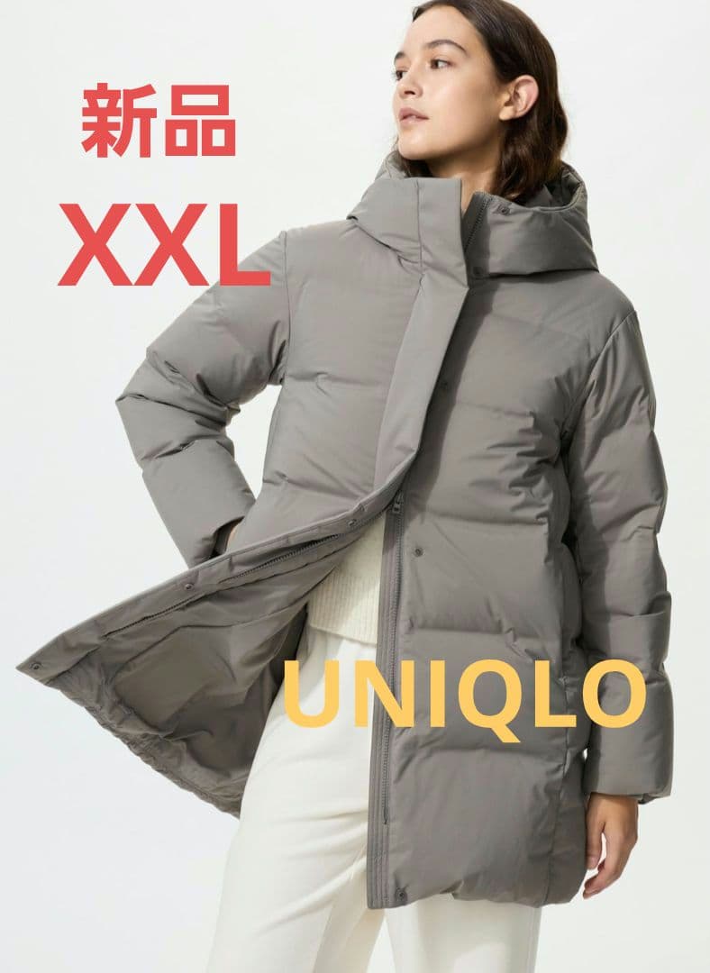 新品！ユニクロ シームレスダウンショートコート グレー XXL