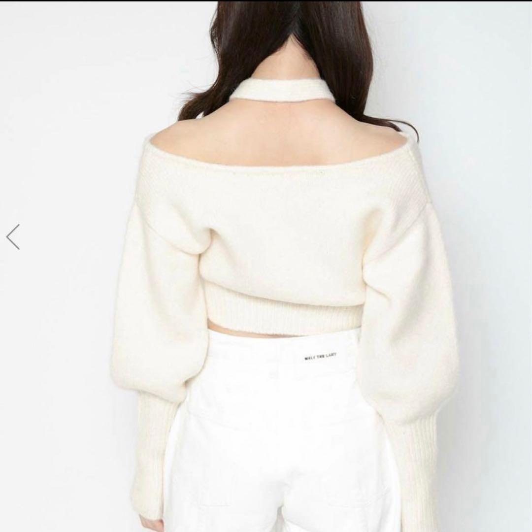 melt the lady neck strap knit tops gray - メルカリ