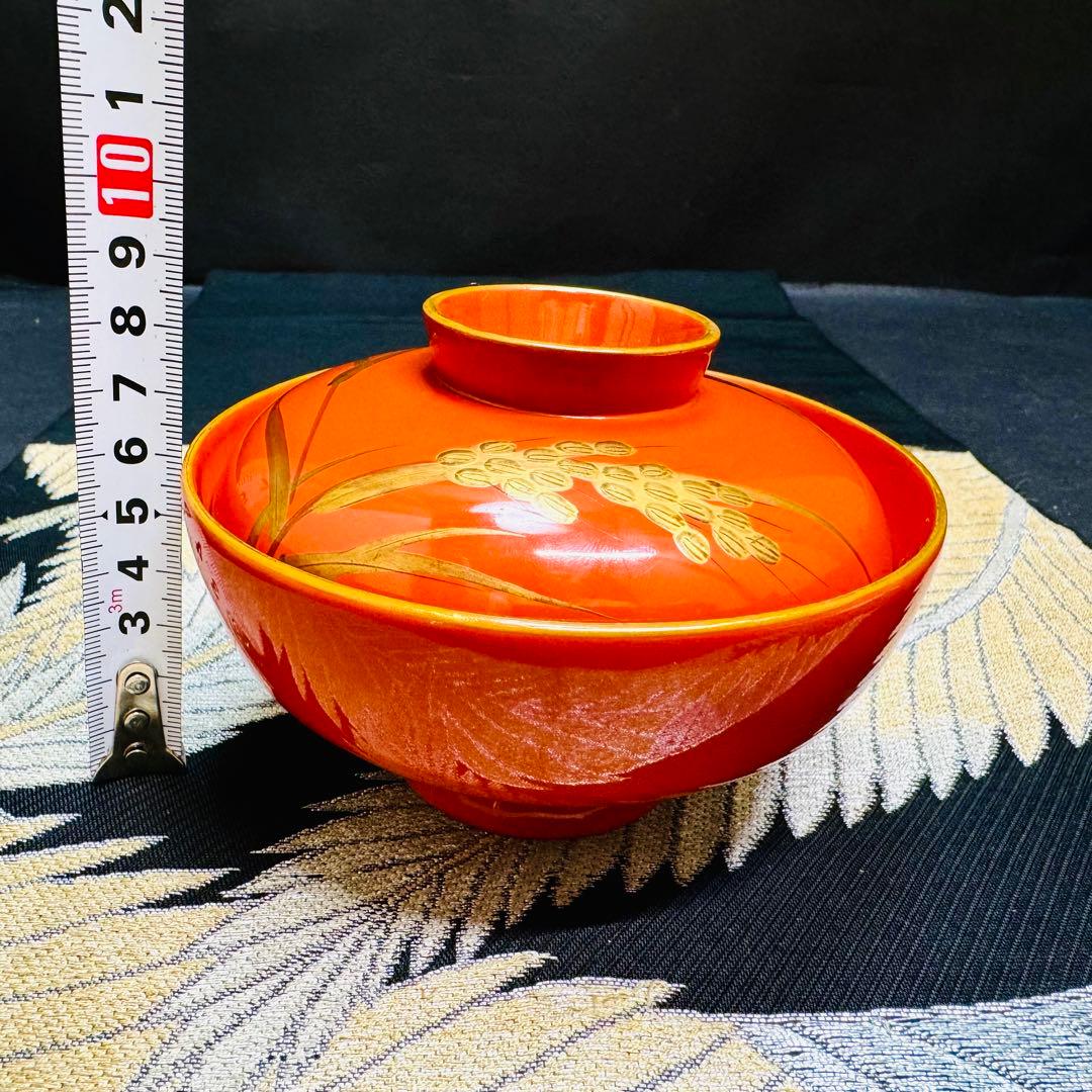 漆器 輪島塗 沈金 金蒔絵 木製 蓋付椀 お煮物椀 吸物椀 6客 骨董