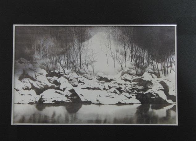 平川敏夫、【河畔雪映】、希少な大判額装用画集より、美品、日本人画家