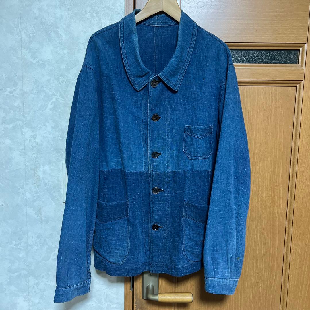 30s〜40s フレンチヴィンテージ インディゴリネン ワークジャケット 30s France Vintage Indigo Cotton Linen Work Ja