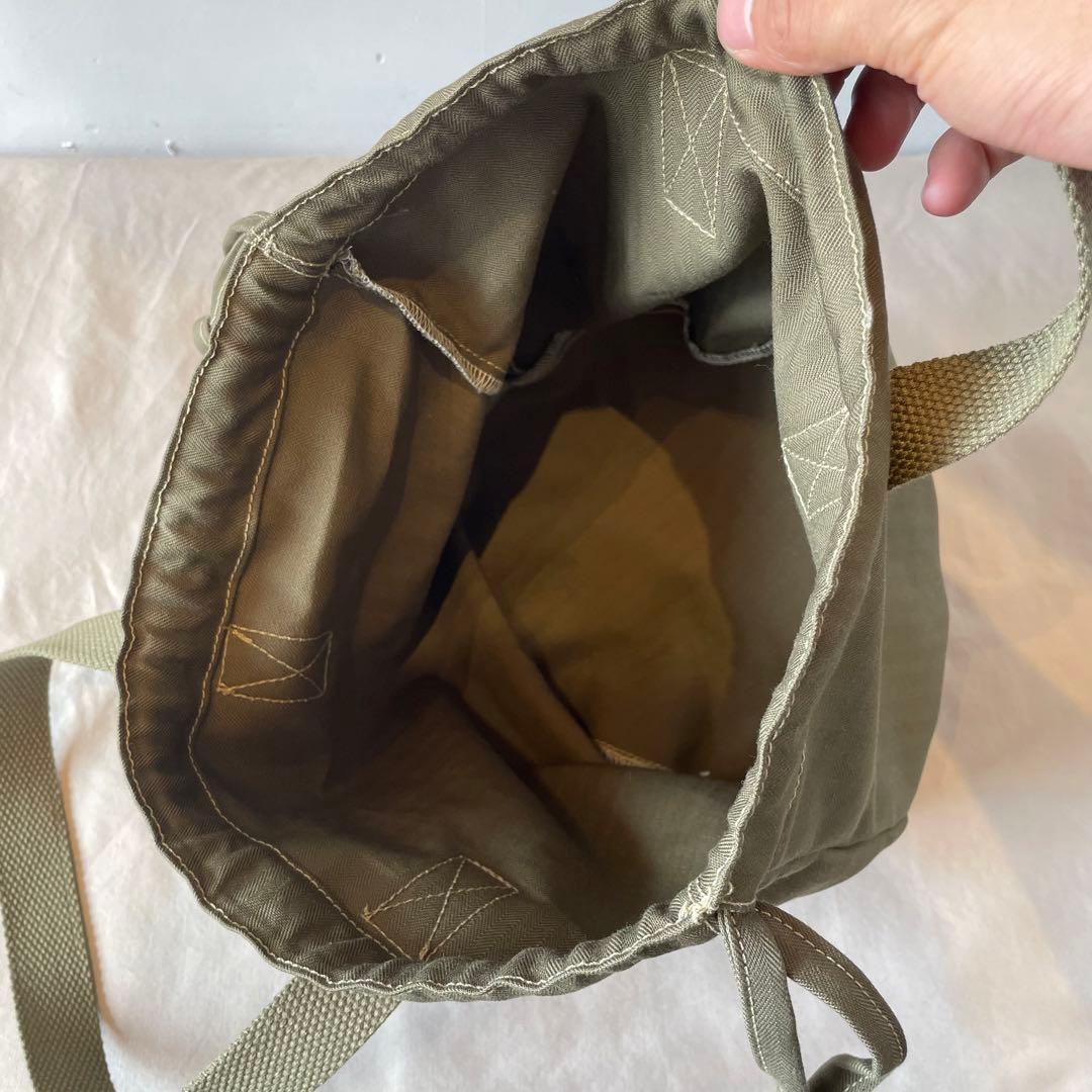 巾着トートバッグ】ヘリンボーンツイル ミリタリーカーキ USARMY