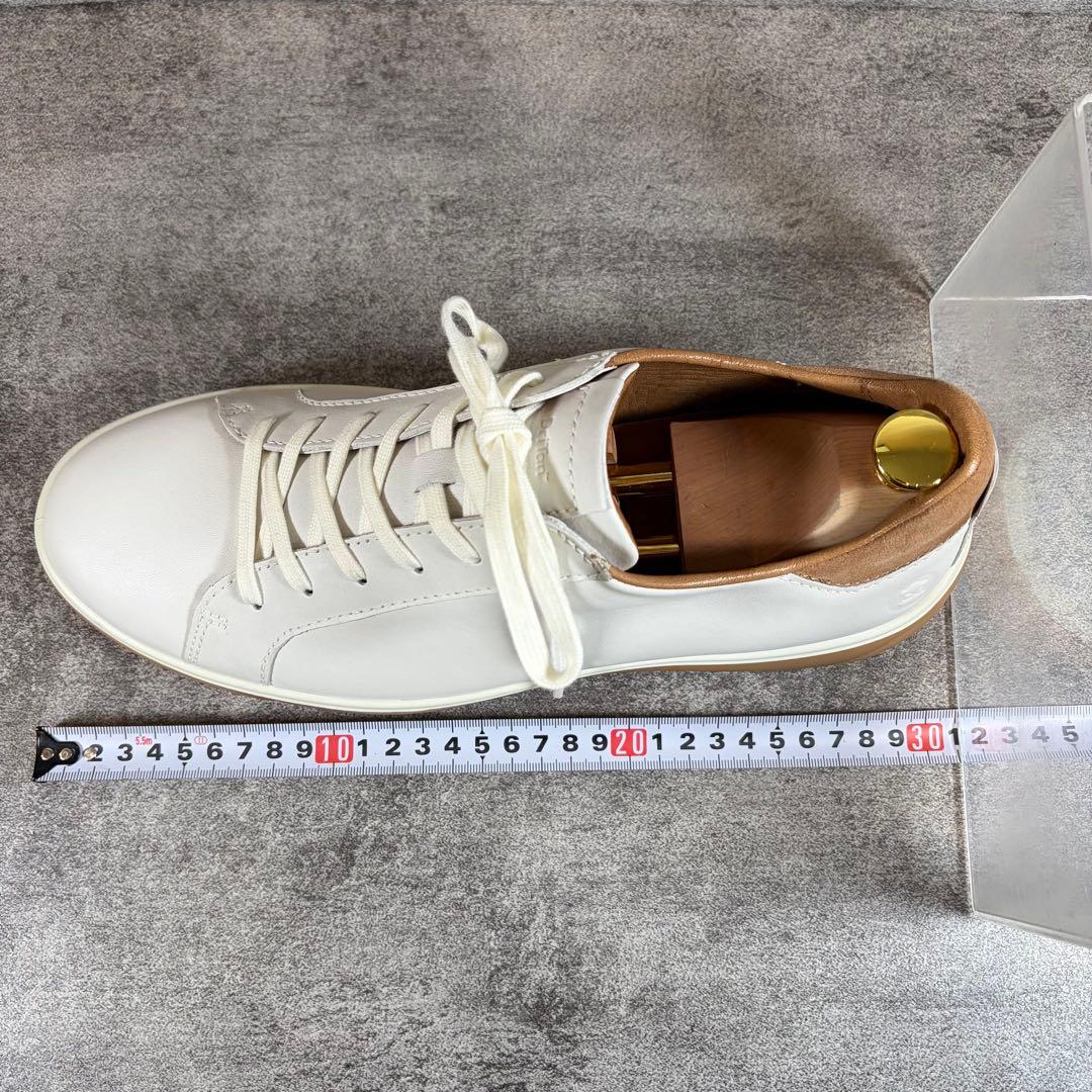 極美品 ecco エコー ストリートトレイ レザースニーカー ホワイト 27.5