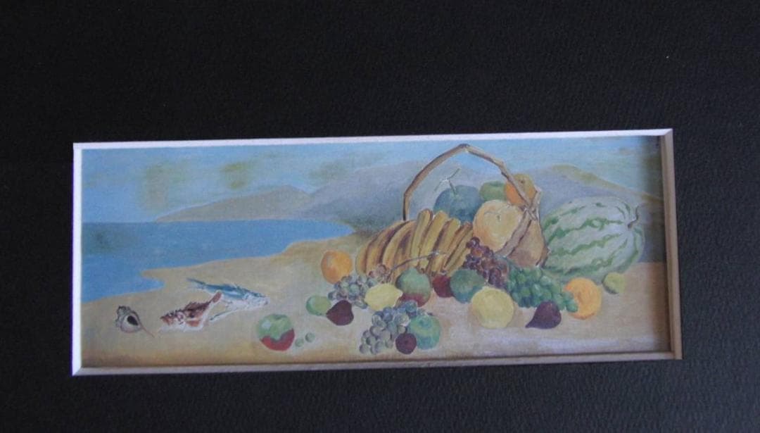 東郷青児、【海山の幸】、希少な額装用画集より、状態良好、新品額装付