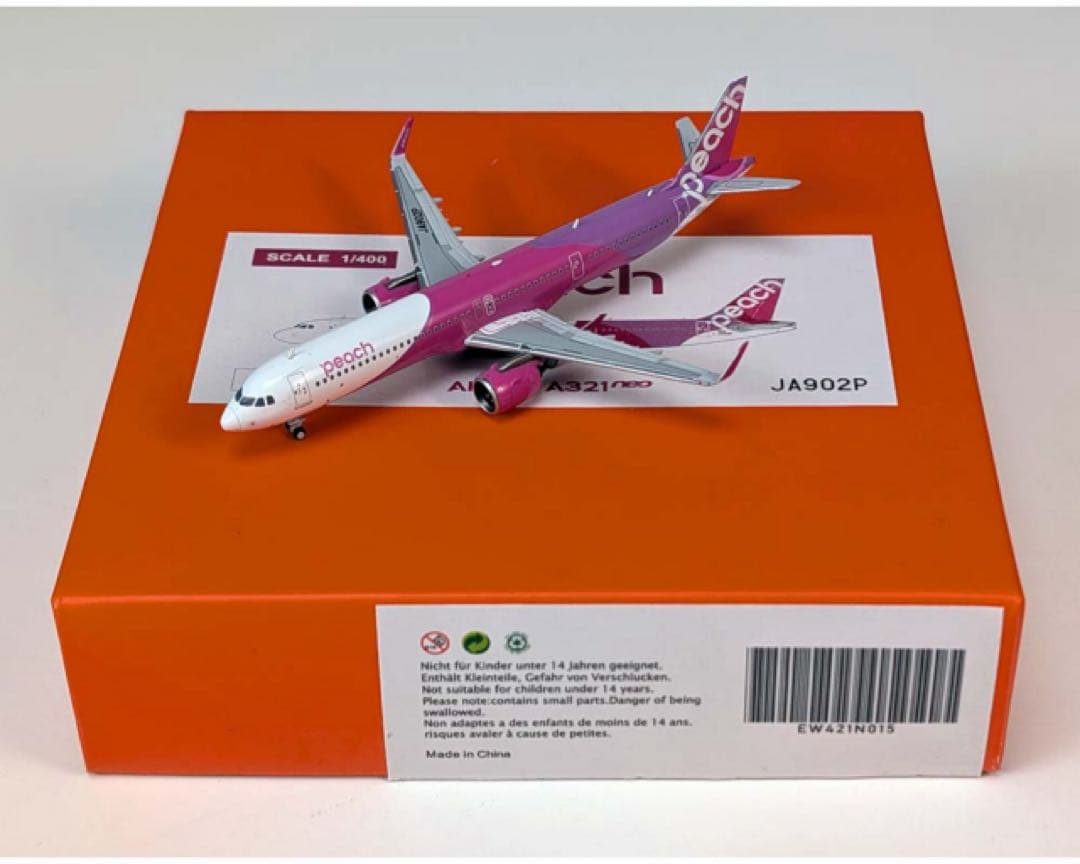 新品未開封　Jcwings 1/400 peach A321neo JA902P