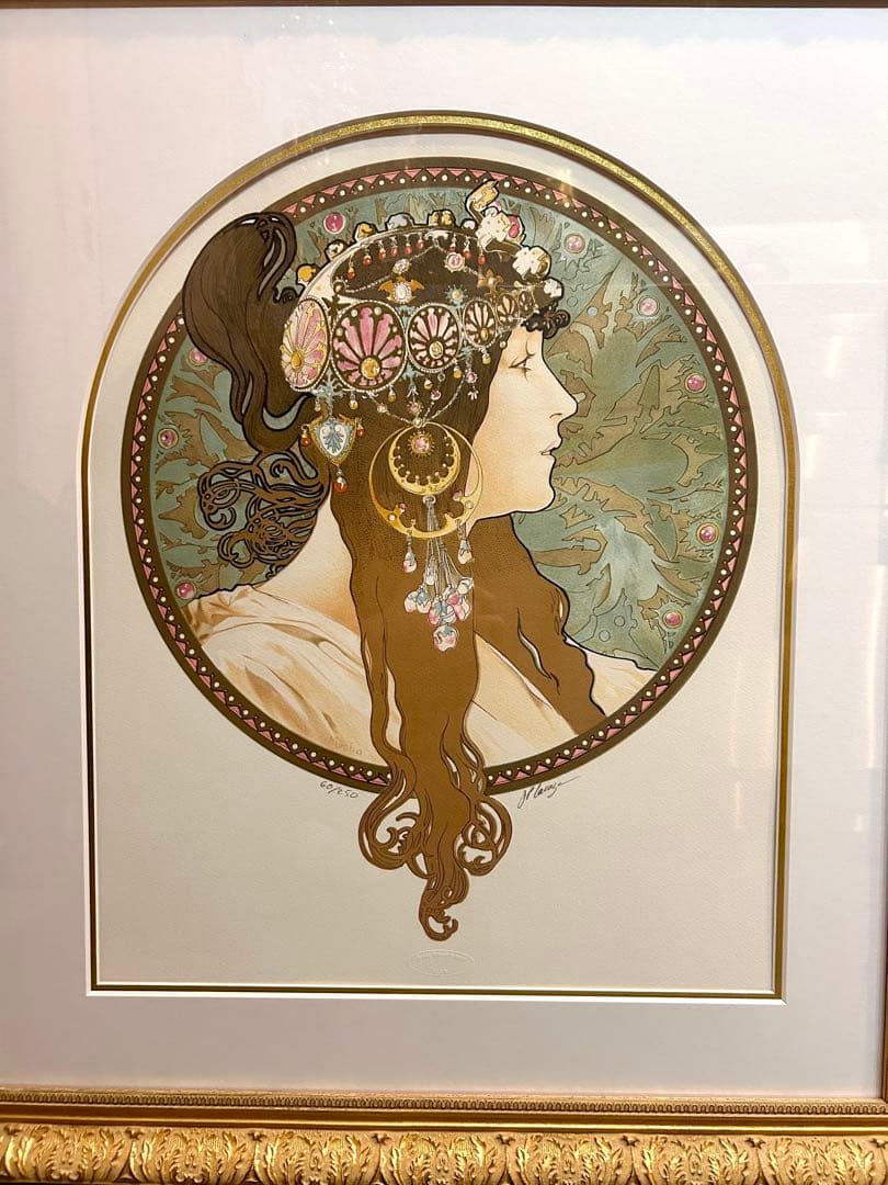 訳あり】 ミュシャ ビザンティン風の頭部 ブロンド ブルネット 2枚組