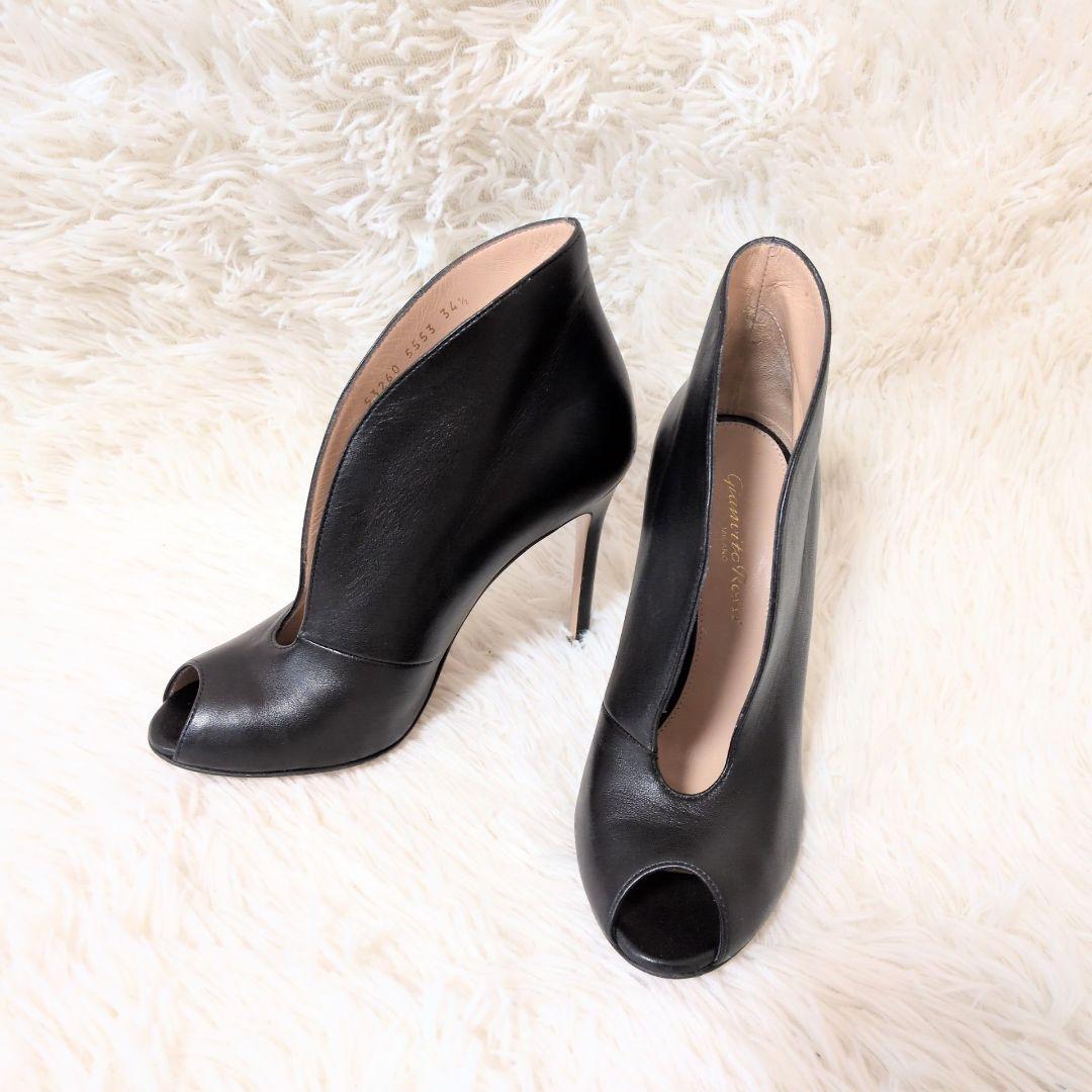 【極美品】Gianvito Rossi オープントゥヒールパンプス 黒 22cm