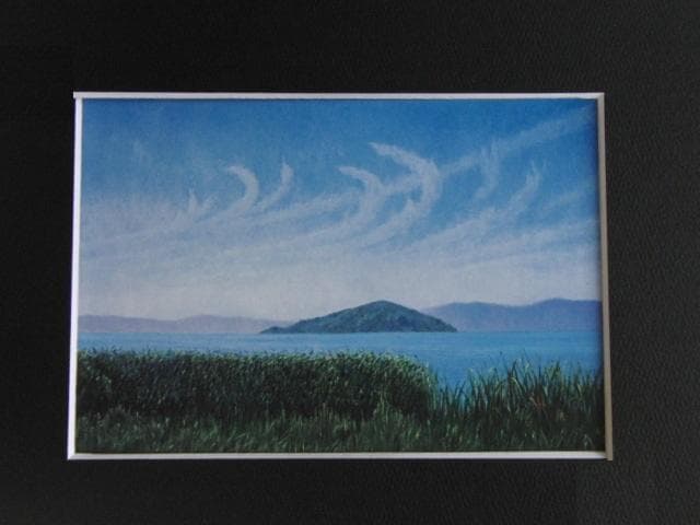 入江観、【湖上凱風】、希少な大判額装用画集より、美品、日本人画家