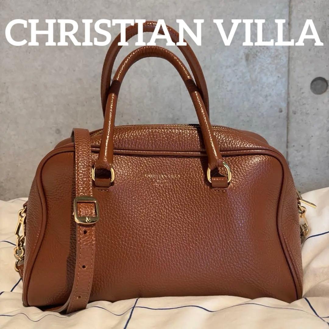 クリスチャン ヴィラ CHRISTIAN VILLA レザーボストンバッグ　茶色