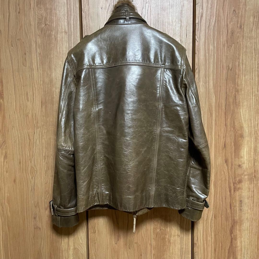 高級感 ホースハイド 本革 ジャケット ミリタリー リアルファー