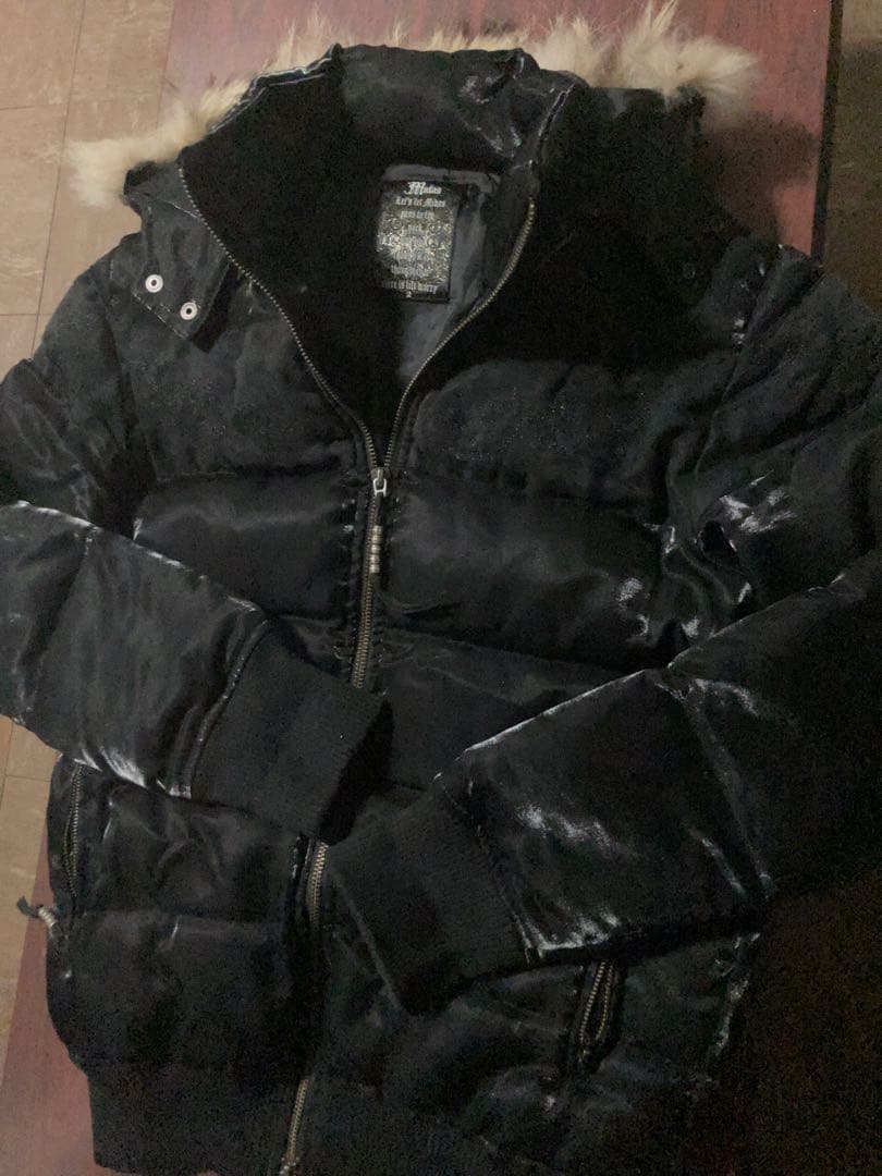 ジャンク Midas BLACK光沢 ゴッドダウン リアルファー フード付き