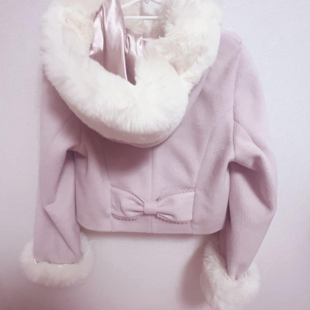 LIZLISA リズリサ ビジューリボンショートフードコート ピンク - メルカリ