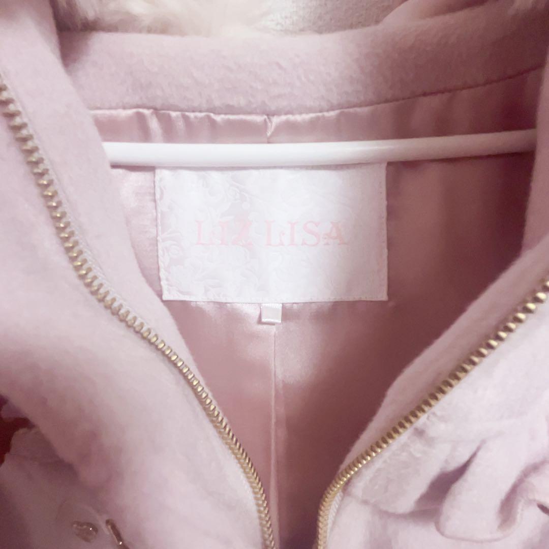 LIZLISA リズリサ ビジューリボンショートフードコート ピンク - メルカリ