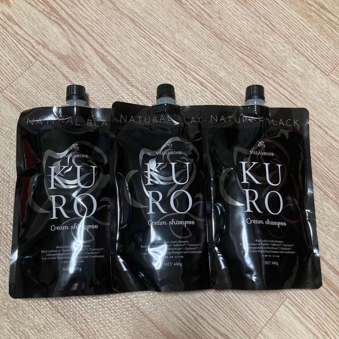 新品⭐︎バランローズ KURO クリームシャンプー ナチュラルブラック3個セット VALANROSE（バランローズ） KUROクリームシャンプー 3個セット(400g×3