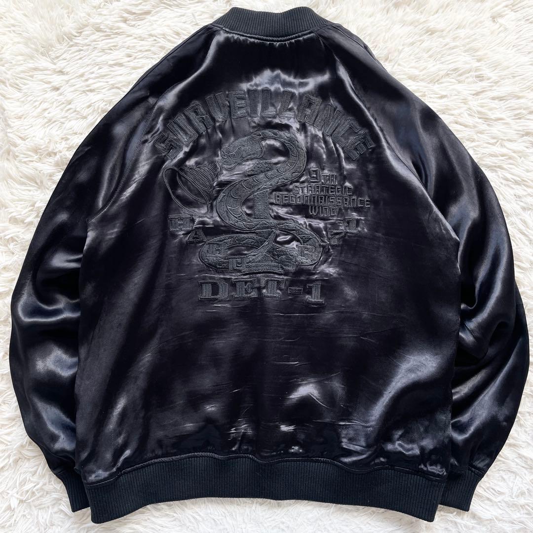 XLサイズ AVIREX リバーシブル スーベニアジャケット バブ刺繍 ブラック