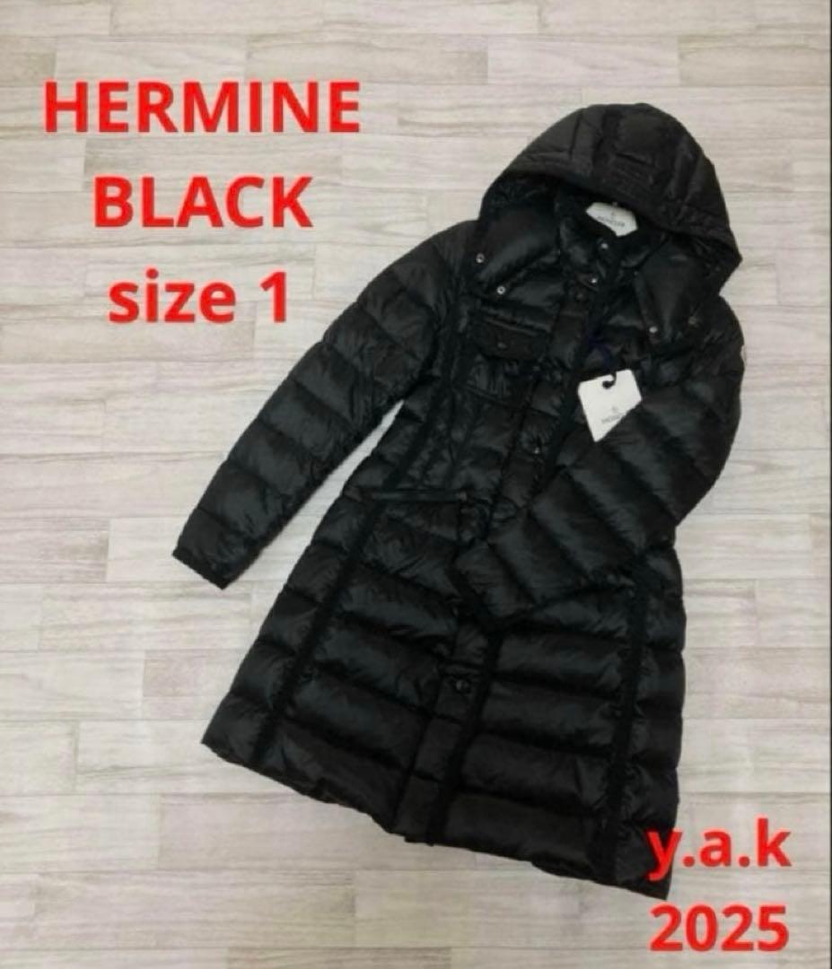 【新品本物】サイズ1 モンクレール エルミンヌブラックダウン719⑤ 新品本物】サイズ1 モンクレール エルミンヌブラックダウン719⑥