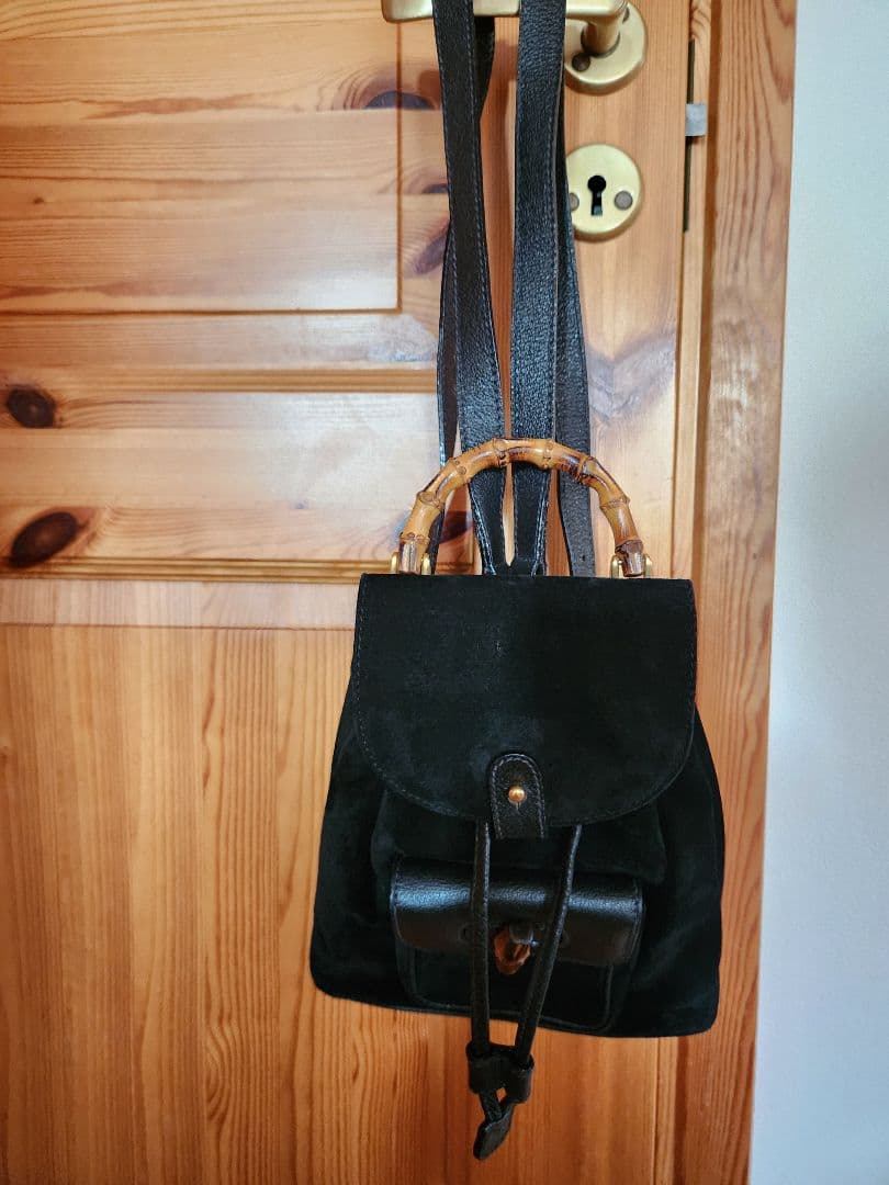 GUCCI　バンブー　黒スエードリュック バンブーハンドル 中古・古着通販】GUCCI (グッチ) バンブーハンドルミニリュック