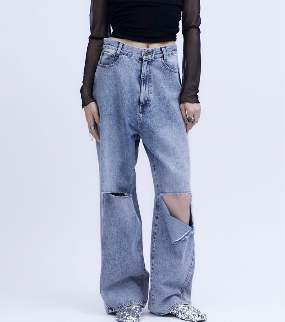 THINGS THAT MATTERニーカッティングデニムパンツ