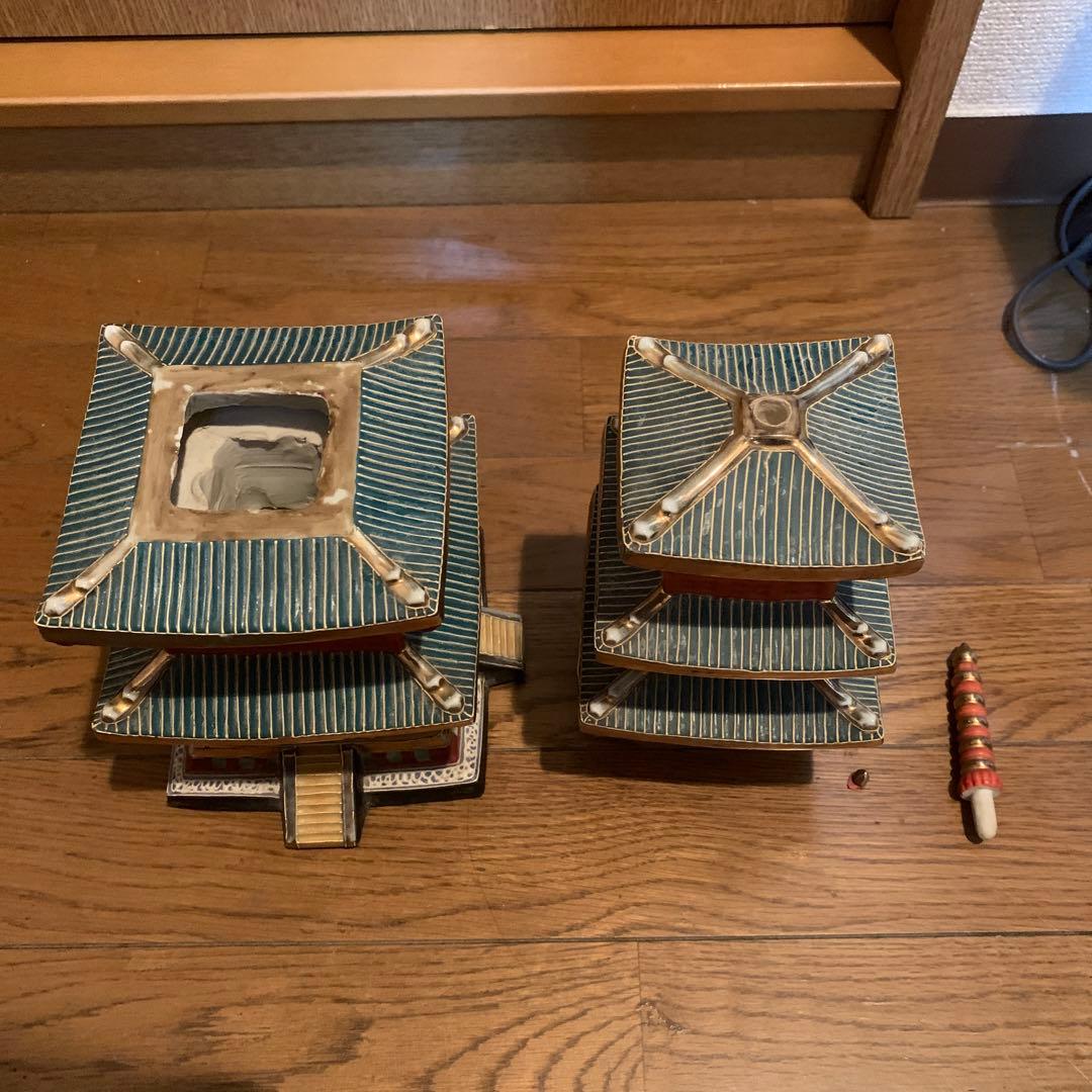希少 九谷焼 五重塔 置物 骨董