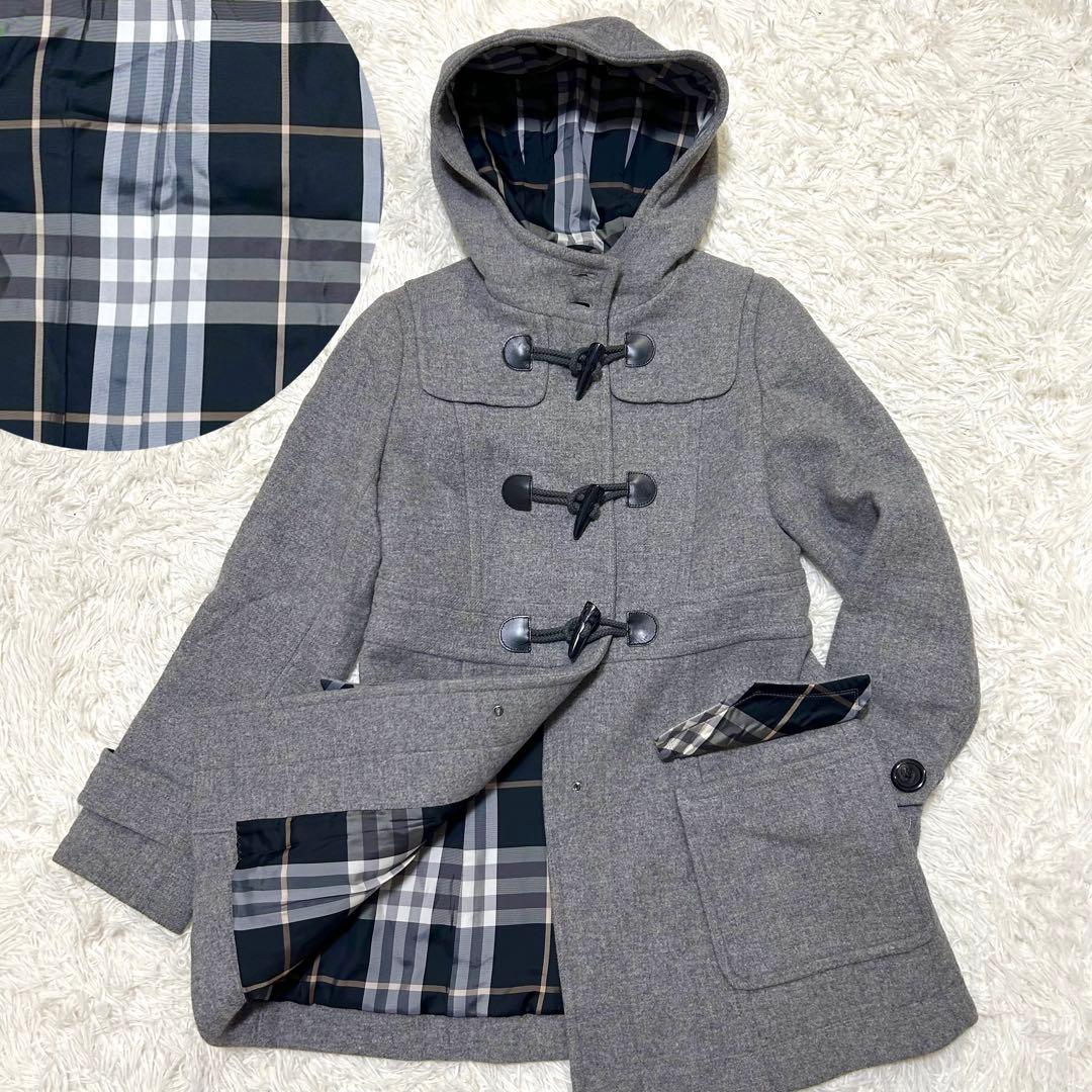アンゴラ✨BURBERRYBLUE LABELバーバリー ダッフルコートグレーL