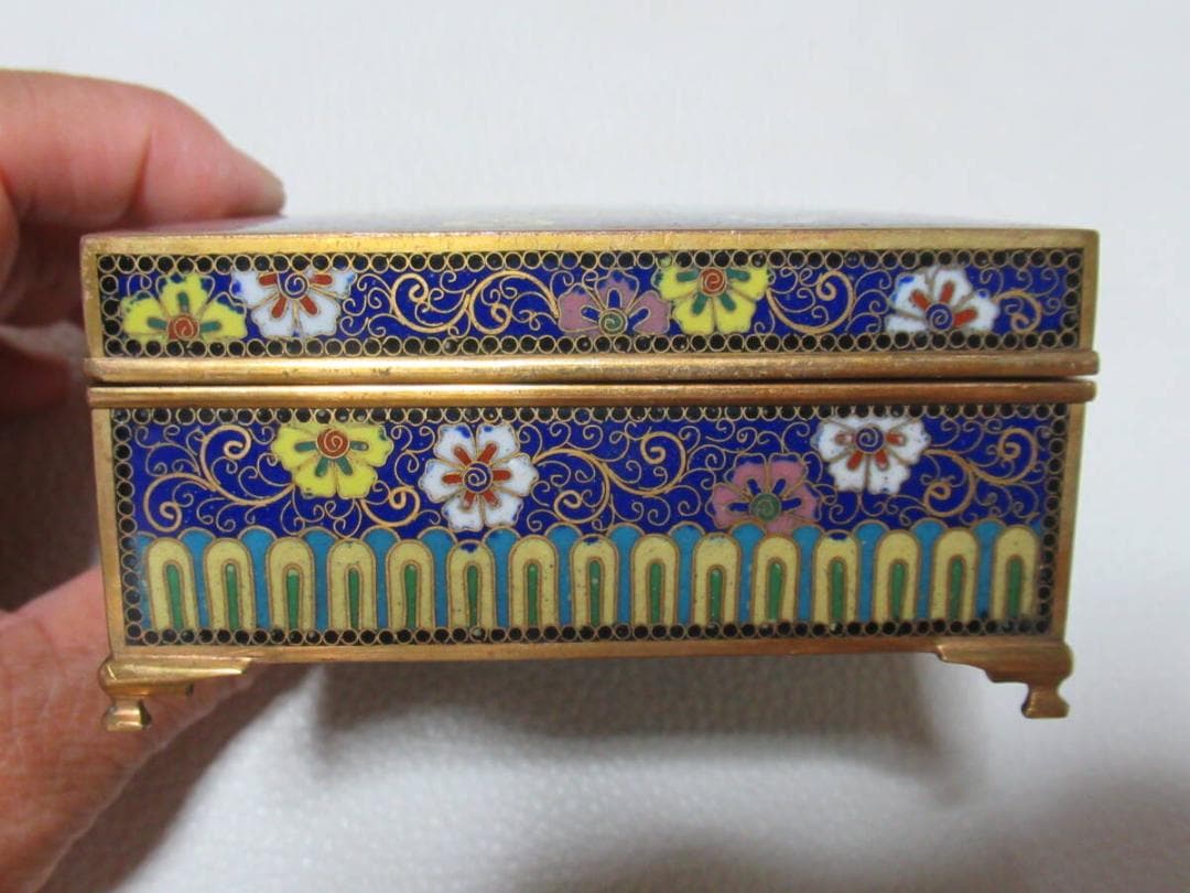 希少 明治30年◇京七宝 稲葉七宝 内金鍍金(竹/雀) 外観(花鳥図) 小物