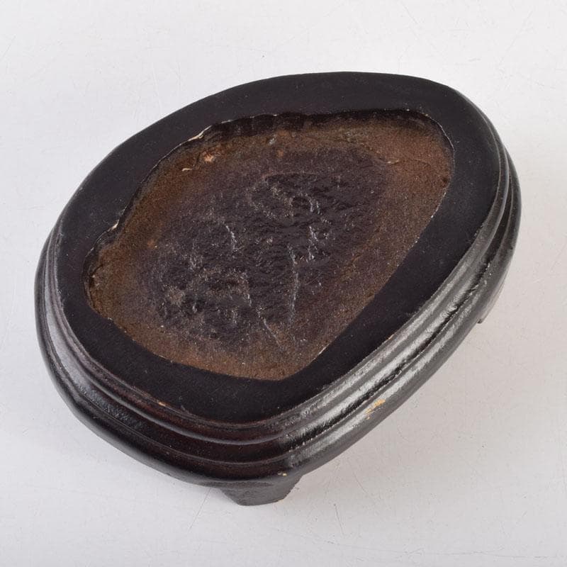 中国 玉石鶏血石彫刻 神獣 置物 唐木台付 C 9211