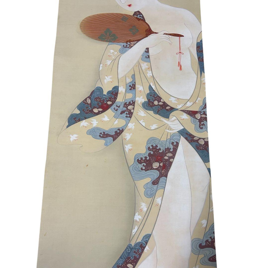 松井桜塘 掛け軸 美人画 日本画 骨董品 共箱 - メルカリ