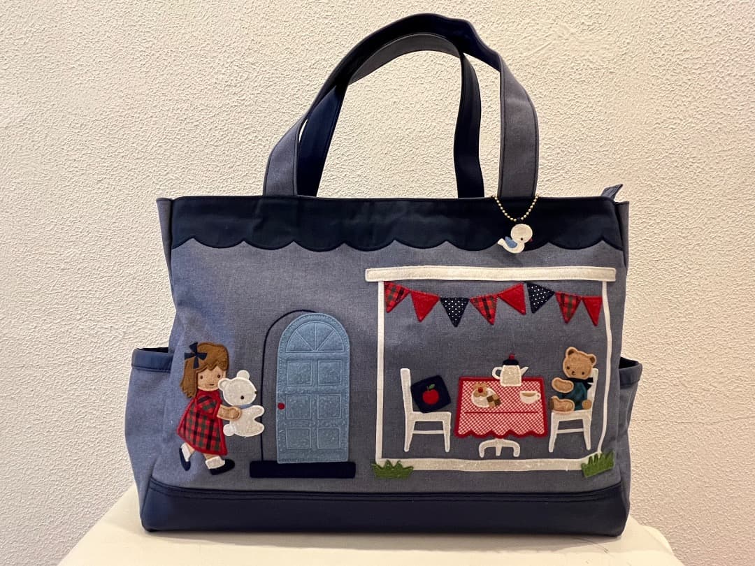 ［美品 ］familiar ファミリア デニム マザーズバッグ