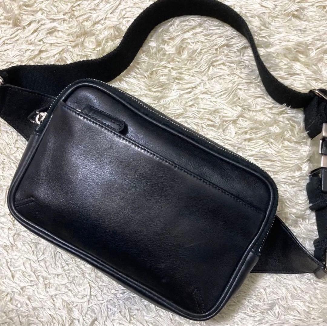 【極美品】COACH コーチ ボディバッグ レザー 本革 ブラック ショルダー