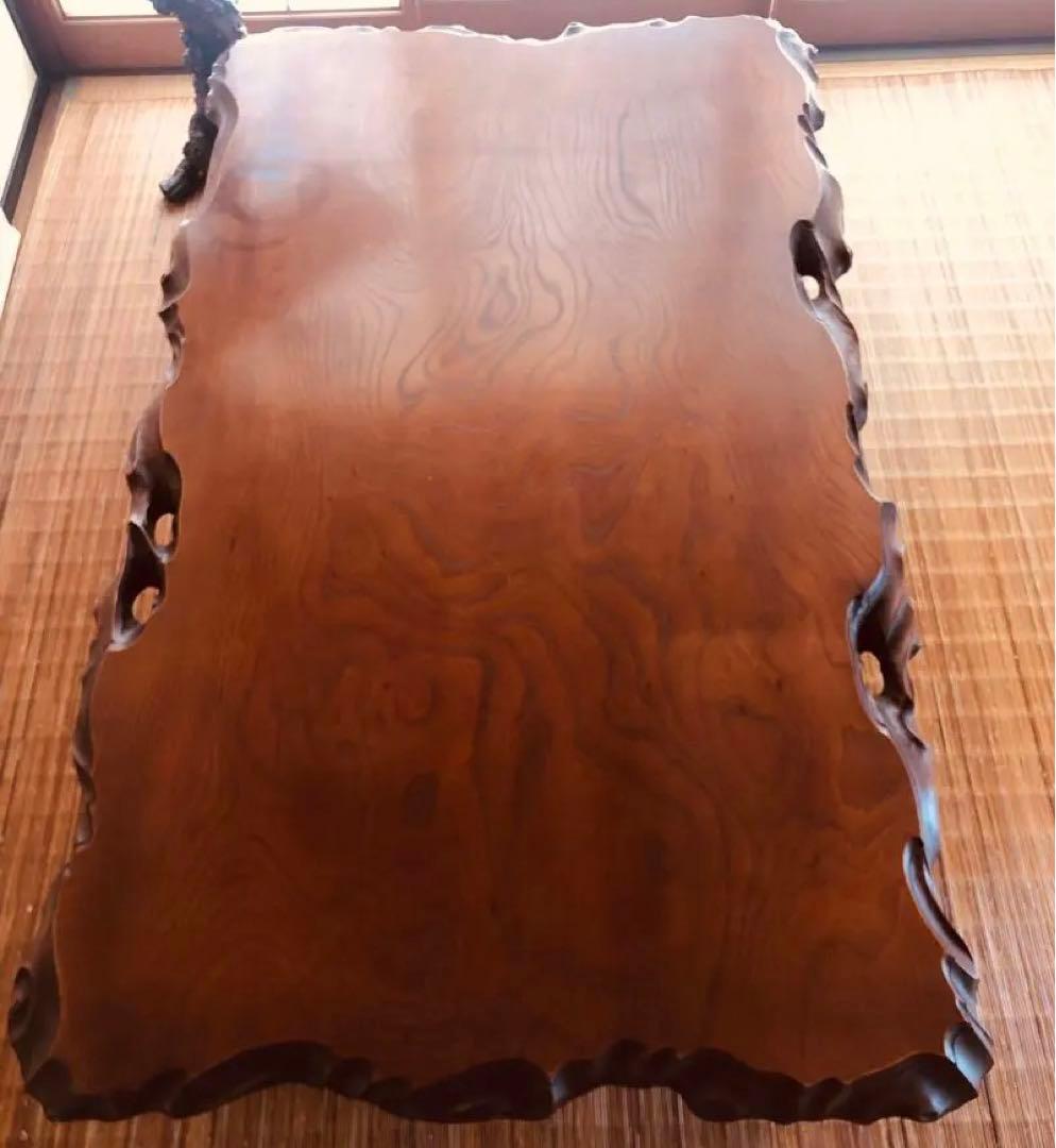 天然木 《 雰囲気がある耳付き 座卓 》