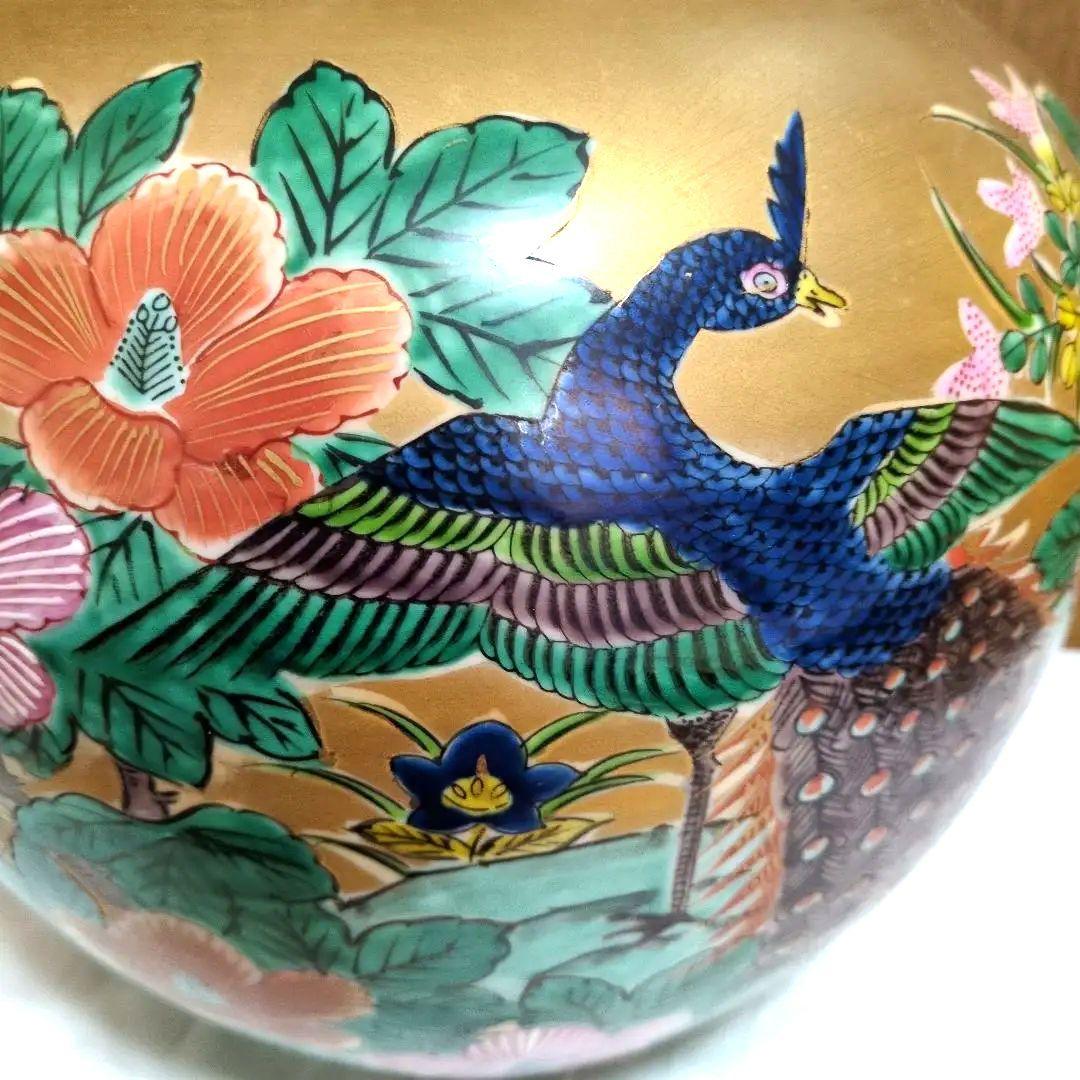 景徳鎮 銘 中国磁器 鳳凰文 金彩 大壺 花瓶 高さ25cmの通販｜www