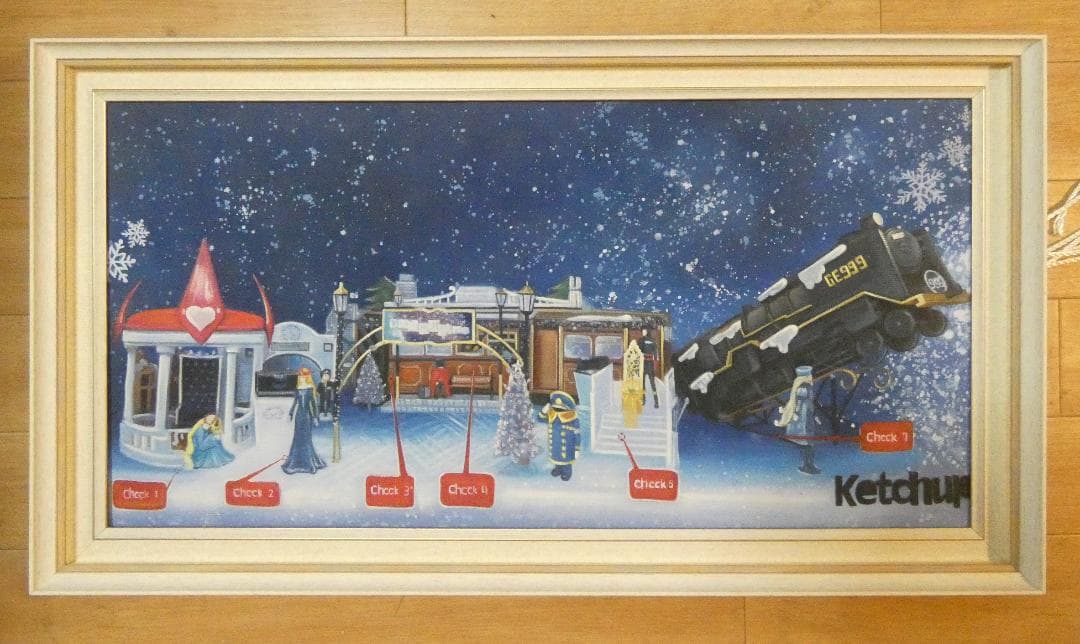 大型絵画　 油彩　松本零士「風景」 サイン　 肉筆手描き　額装済み