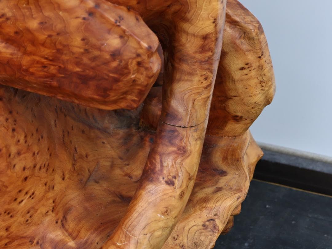 メル82601様専用 木彫 玉杢 泡杢 石噛 一刀彫 豹 眼木象嵌 BK145