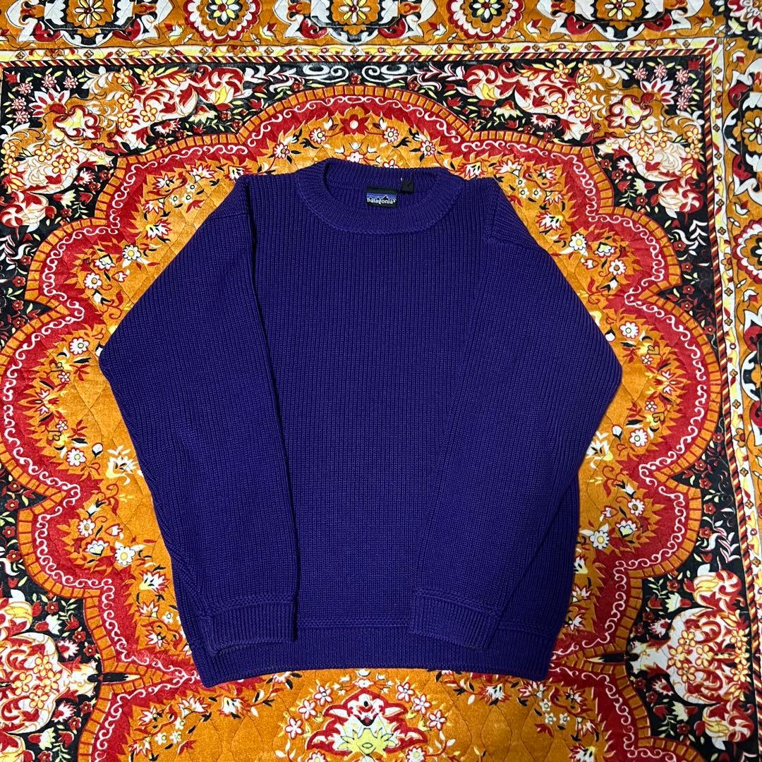 wool100％ 90's Patagonia 紫色 リブ編み セーター wool100％ 90´s Patagonia 紫色 リブ編み セーター