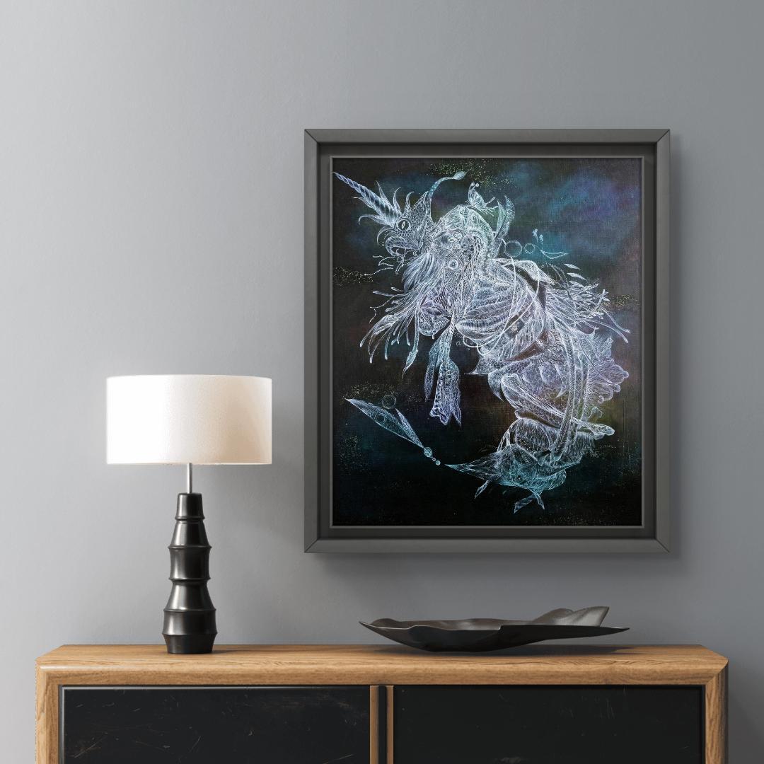 深海のdeus / モダン画 キャンバス 46×38㎝ F8 原画 現代アート F10 530×455㎜ キャンバス原画 | tippo.art