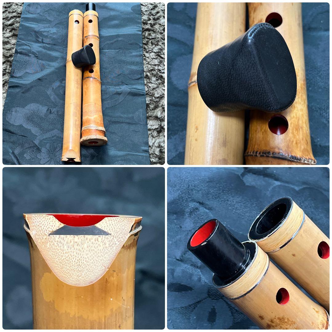 尺八 琴古流 在銘 2印 中継ぎ緩み無し 二尺一寸管 籐巻き 銀三線 未使用品