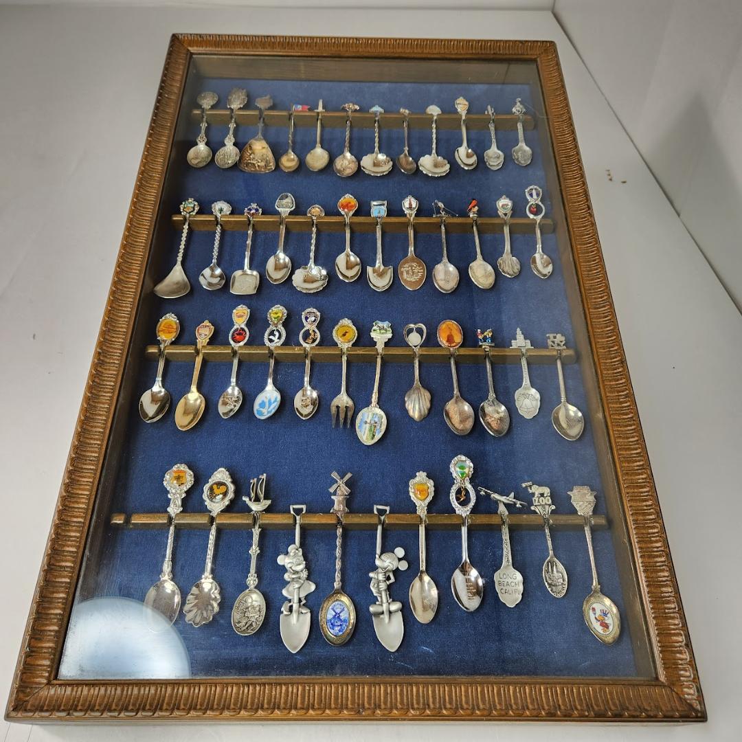 スーベニアスプーンセット木箱ケース付まとめて47本コレクション　アンティーク