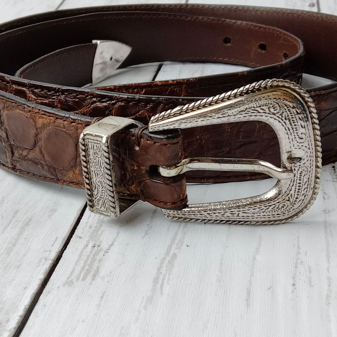 ブルネロクチネリ【クロコレザー】ベルト ブラウン系 極上レザー